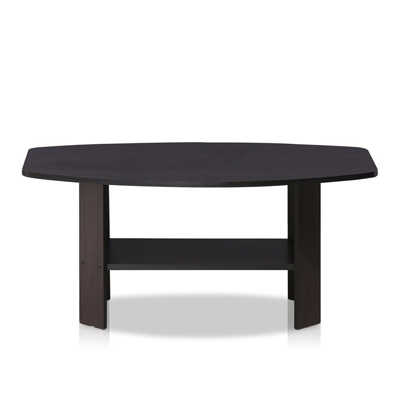 Maklaine Engineered Wood Simple Design Coffee Table in Dark Walnut
