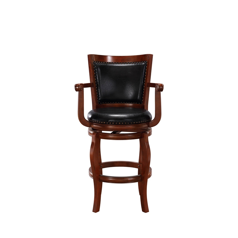 Maklaine Modern / Contemporary Swivel Bar Stool - Black/Cherry