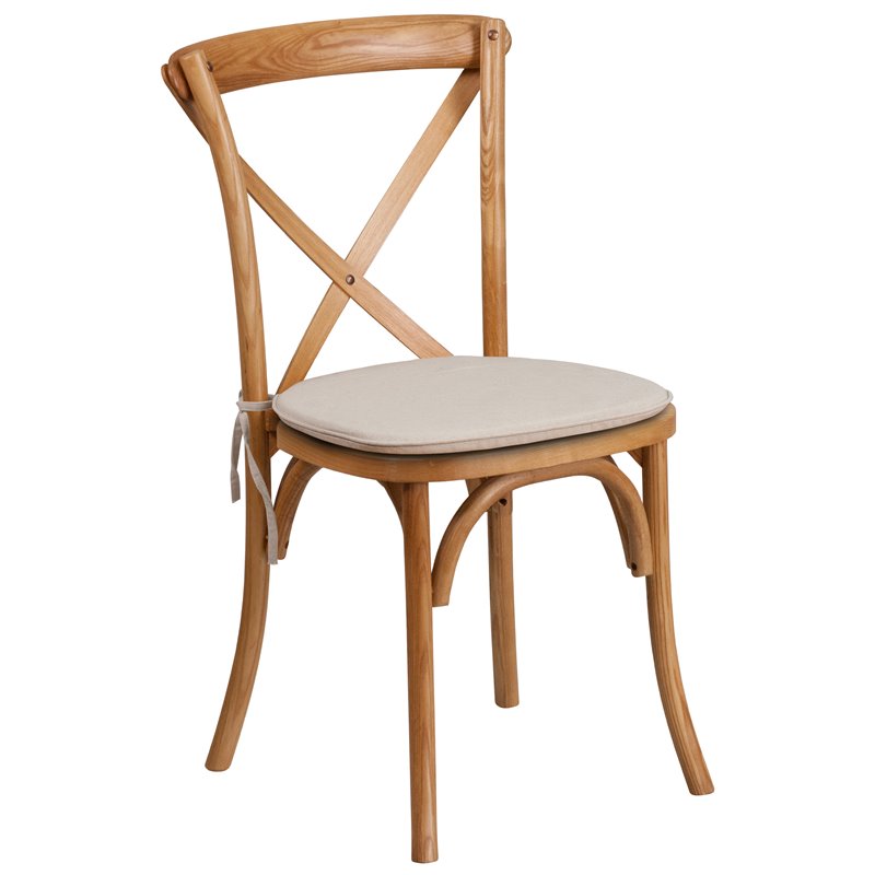 Maklaine Farmhouse / Country Cross Back Chair With Cushion In Oak