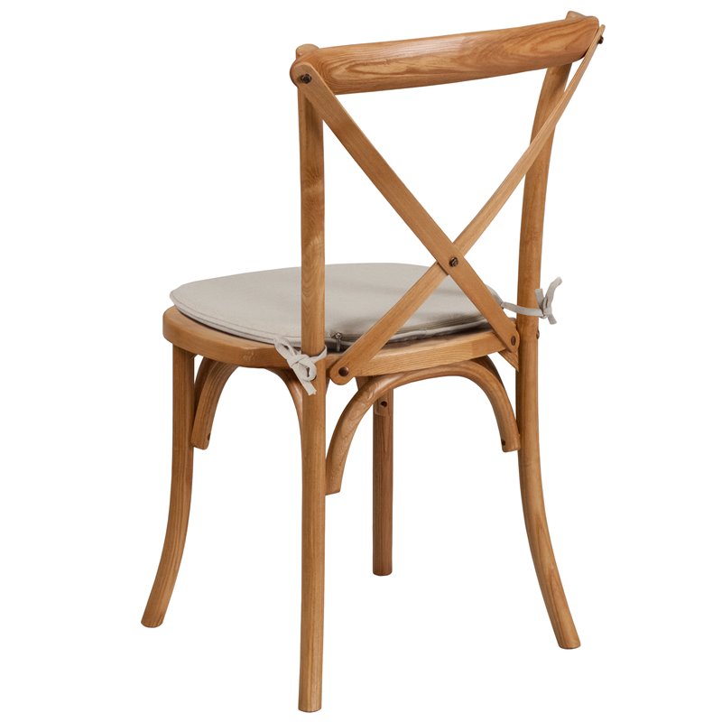 Maklaine Farmhouse / Country Cross Back Chair With Cushion In Oak