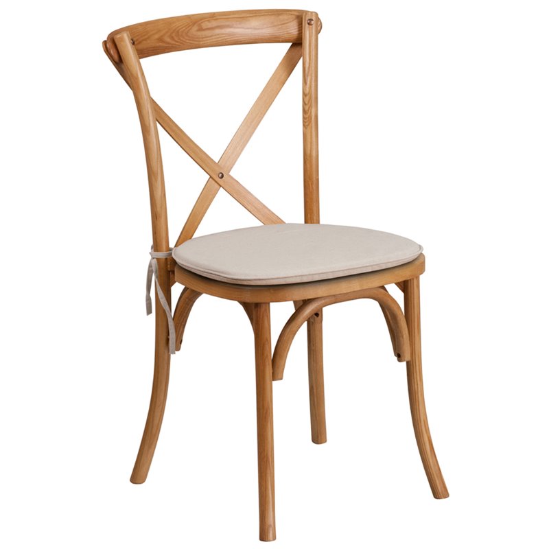 Maklaine Farmhouse / Country Cross Back Chair With Cushion In Oak