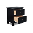Maklaine Traditional Solid Wood 2-Drawer Nightstand in Black