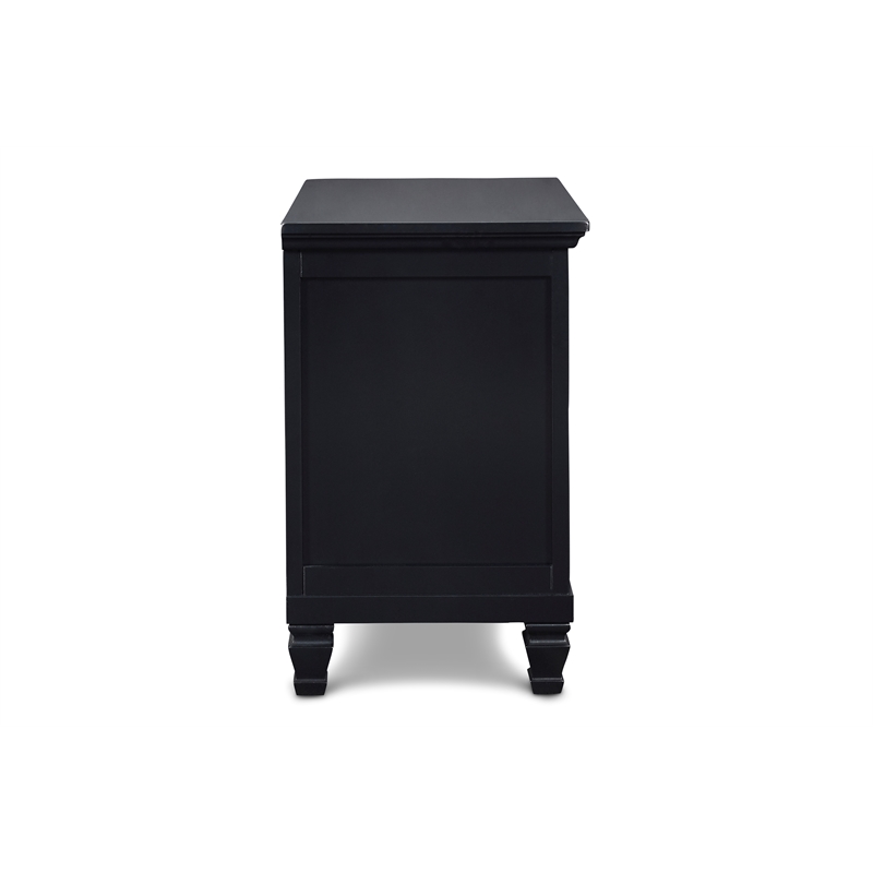 Maklaine Traditional Solid Wood 2-Drawer Nightstand in Black