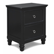 Maklaine Traditional Solid Wood 2-Drawer Nightstand in Black