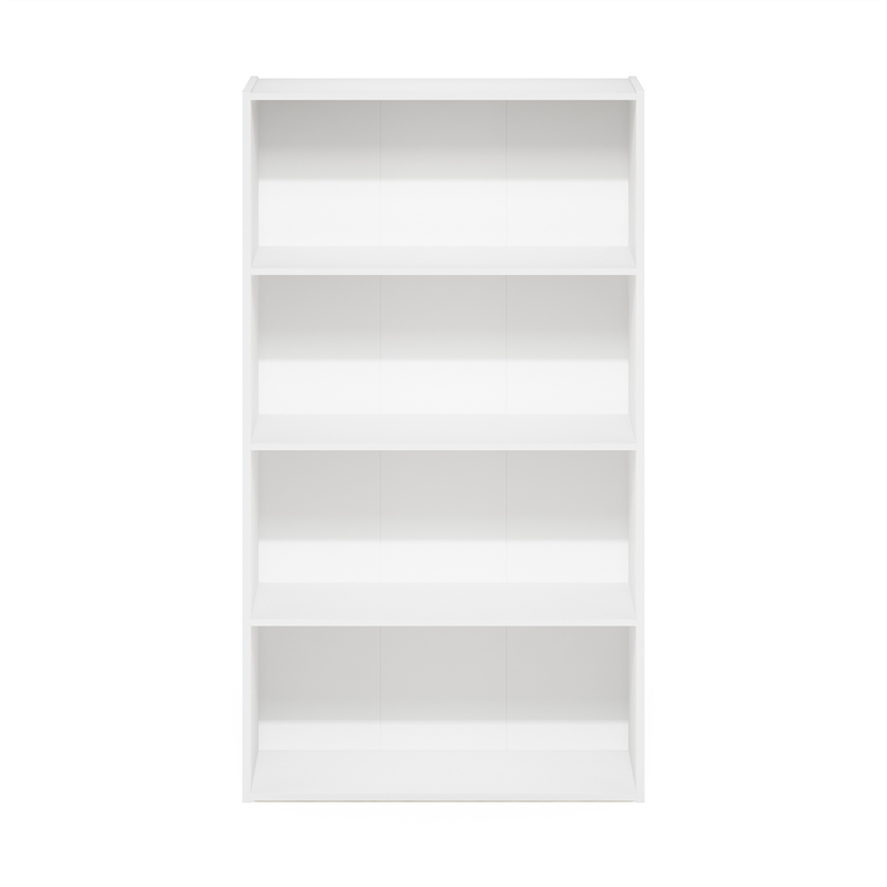 Maklaine Engineered Wood Contemporary 4 Tier Open Shelf in White