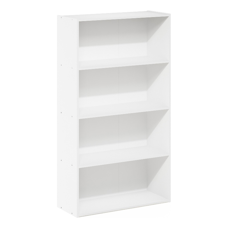 Maklaine Engineered Wood Contemporary 4 Tier Open Shelf in White