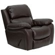 Maklaine Modern / Contemporary Leather Rocker Recliner in Brown