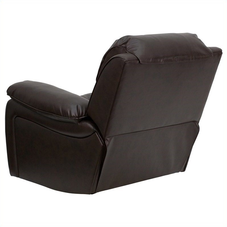Maklaine Modern / Contemporary Leather Rocker Recliner in Brown