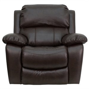 Maklaine Modern / Contemporary Leather Rocker Recliner in Brown