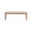 Maklaine Sturdy Wood Bench Light Beige Padded Seat in Natural Lacquer Finish