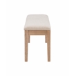 Maklaine Sturdy Wood Bench Light Beige Padded Seat in Natural Lacquer Finish