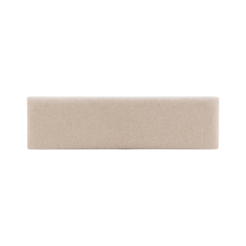 Maklaine Sturdy Wood Bench Light Beige Padded Seat in Natural Lacquer Finish