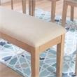 Maklaine Sturdy Wood Bench Light Beige Padded Seat in Natural Lacquer Finish