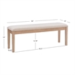 Maklaine Sturdy Wood Bench Light Beige Padded Seat in Natural Lacquer Finish