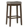 Maklaine Bar Stool Gray Woven Padded Seat Wood Frame in Rustic Brown
