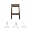 Maklaine Bar Stool Gray Woven Padded Seat Wood Frame in Rustic Brown