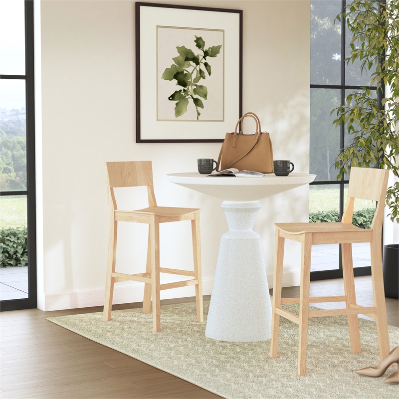 Maklaine Saddle Seat Bar Stools Set of Two in Unfinished Solid Rubberwood