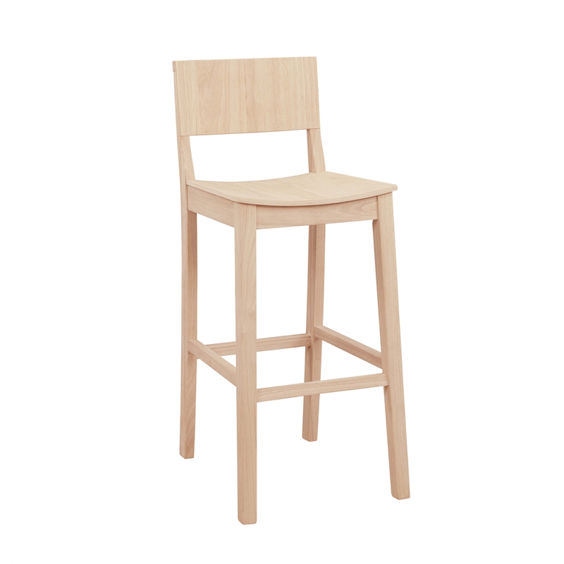 Maklaine Saddle Seat Bar Stools Set of Two in Unfinished Solid Rubberwood