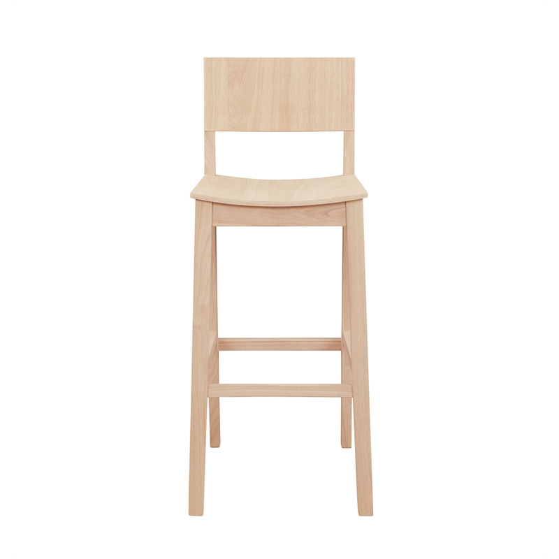 Maklaine Saddle Seat Bar Stools Set of Two in Unfinished Solid Rubberwood