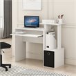 Maklaine Wood Multipurpose Computer Writing Desk w/Bin in White/Black