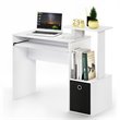 Maklaine Wood Multipurpose Computer Writing Desk w/Bin in White/Black