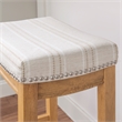 Maklaine Bar Stool Natural Stripe Padded Seat Wood Frame in Rustic Brown