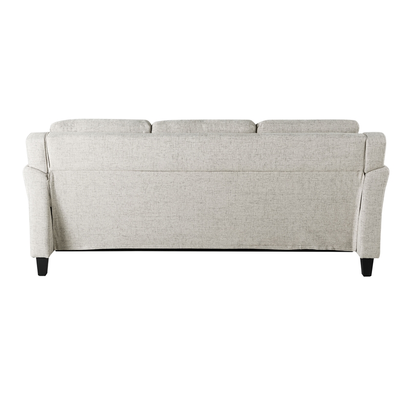 Maklaine Transitional Stationary Sofa in Beige Fabric Upholstery