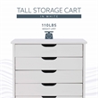 Maklaine Eight Drawer Rolling Storage Cart in White Wash Wood