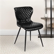 Maklaine Contemporary Faux Leather Dining Side Chair in Black
