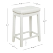 Maklaine Backless Counter Stool White Faux Leather Wood Frame in White