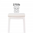 Maklaine Backless Counter Stool White Faux Leather Wood Frame in White