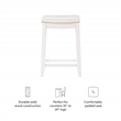 Maklaine Backless Counter Stool White Faux Leather Wood Frame in White