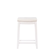 Maklaine Backless Counter Stool White Faux Leather Wood Frame in White