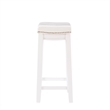 Maklaine Backless Counter Stool White Faux Leather Wood Frame in White