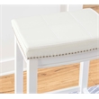 Maklaine Backless Counter Stool White Faux Leather Wood Frame in White