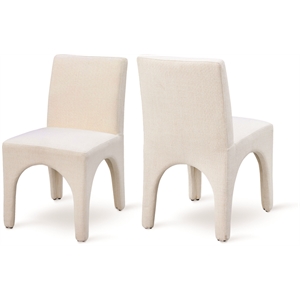 Maklaine Beige Linen Textured Fabric Dining Chair (Set of 2)