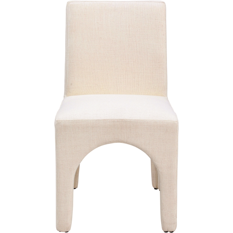 Maklaine Beige Linen Textured Fabric Dining Chair (Set of 2)