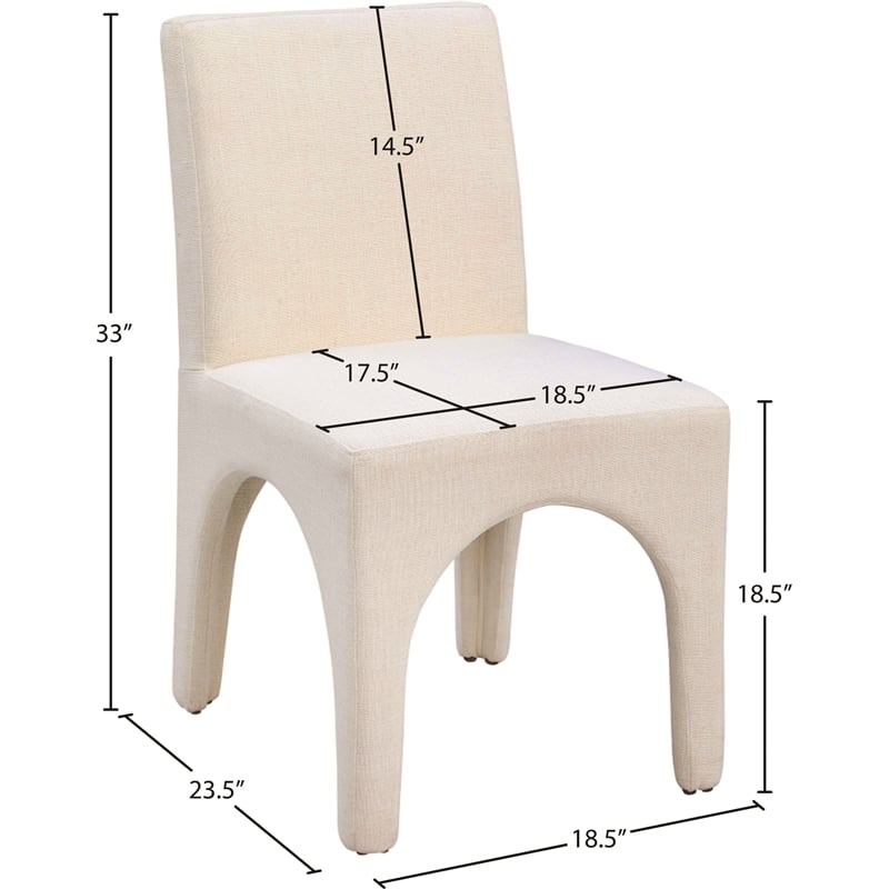 Maklaine Beige Linen Textured Fabric Dining Chair (Set of 2)