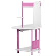Maklaine Contemporary Corner Wood Computer Desk with Hutch in Pink