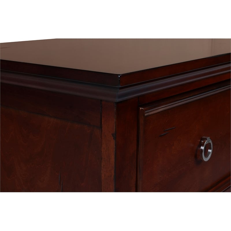 Maklaine Traditional Solid Wood 2-Drawer Nightstand in Cherry