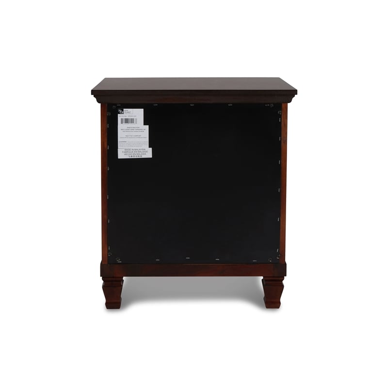 Maklaine Traditional Solid Wood 2-Drawer Nightstand in Cherry
