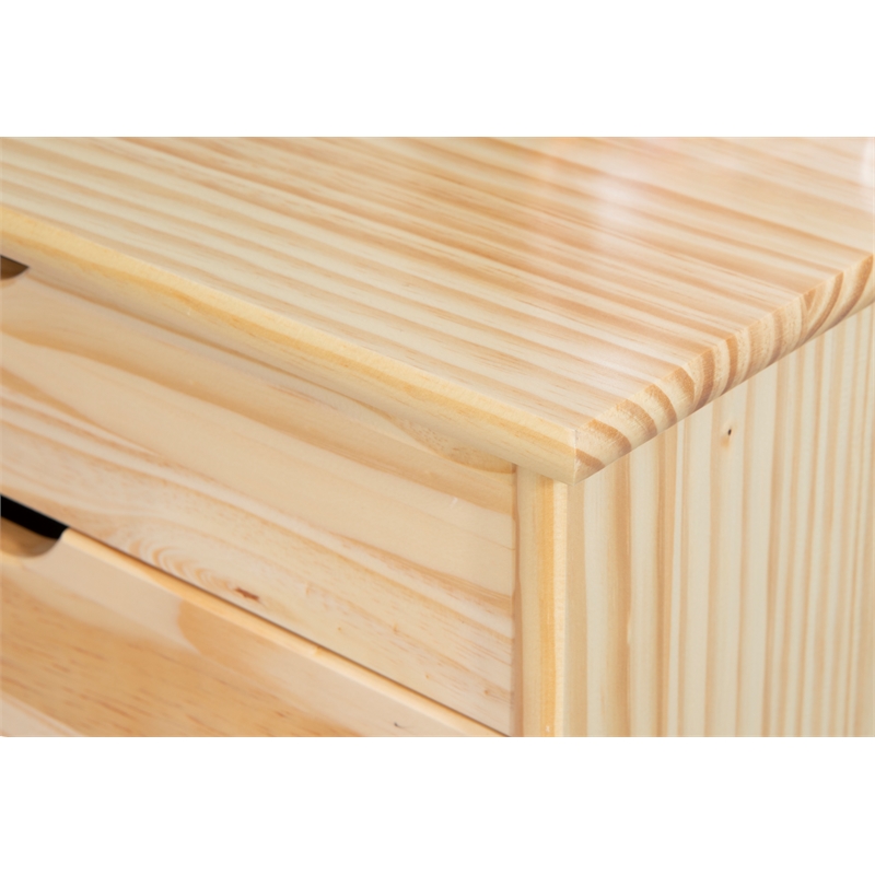 Maklaine Eight Drawer Rolling Storage Cart in Natural Stained Wood