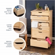 Maklaine Eight Drawer Rolling Storage Cart in Natural Stained Wood
