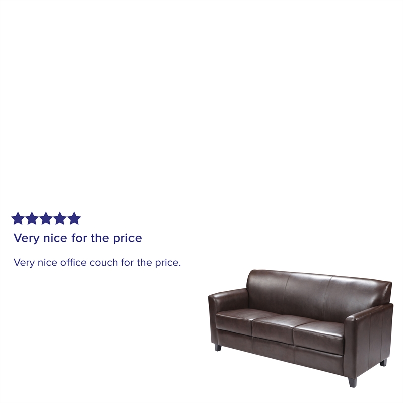Maklaine Modern / Contemporary Leather Upholstered Sofa in Brown