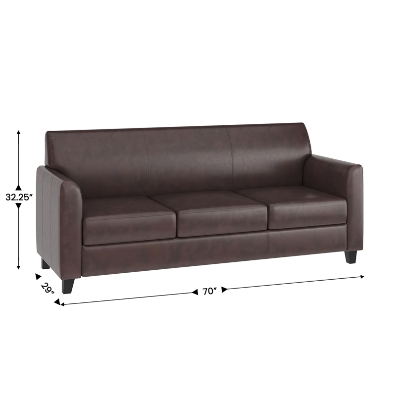 Maklaine Modern / Contemporary Leather Upholstered Sofa in Brown