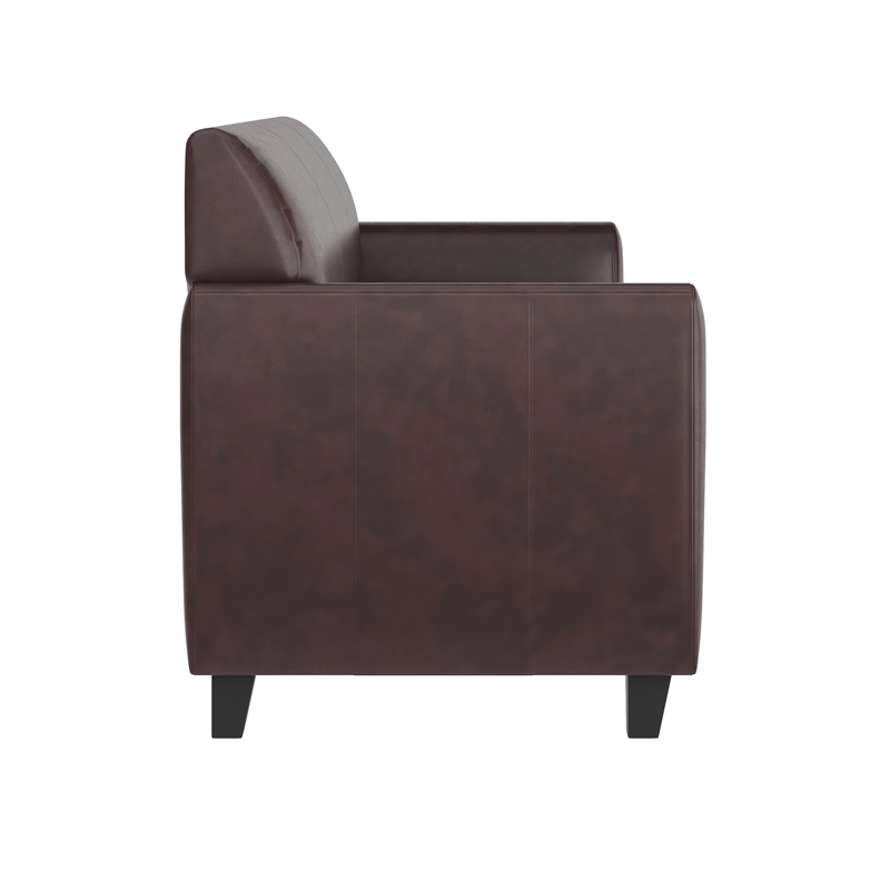 Maklaine Modern / Contemporary Leather Upholstered Sofa in Brown