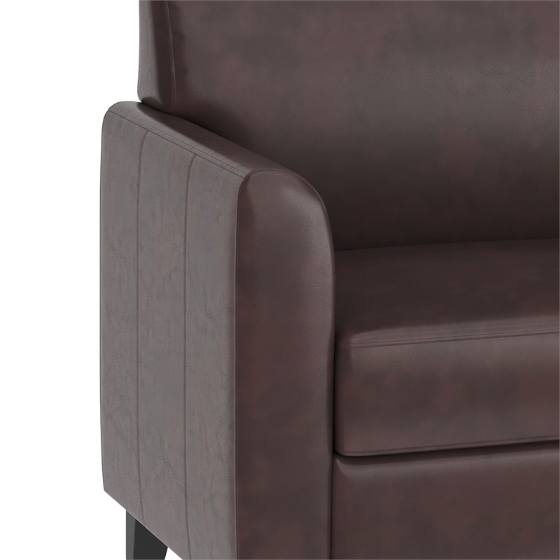 Maklaine Modern / Contemporary Leather Upholstered Sofa in Brown