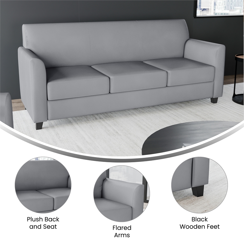 Maklaine Modern / Contemporary Leather Reception Sofa in Gray