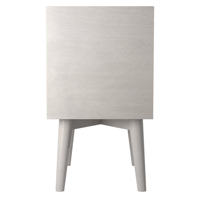 Maklaine Mid-Century Modern Wood 2 Drawer Nightstand in Gray