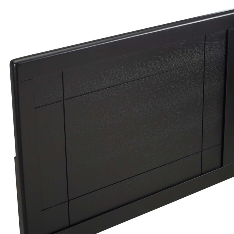 Maklaine Contemporary Queen Rubberwood and MDF Headboard in Black
